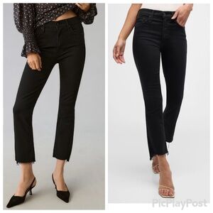 MOTHER Insider Crop Step Fray Not Guilty Raw Hem Ankle Cropped Jeans Black Sz 26